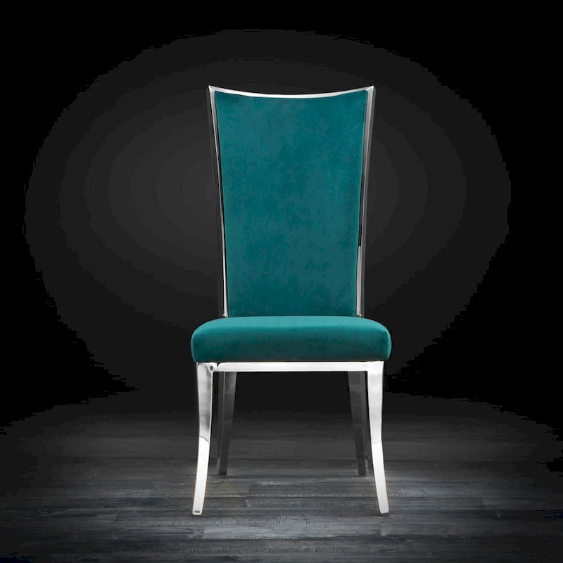 Chaise de salle à manger en acier inoxydable argenté