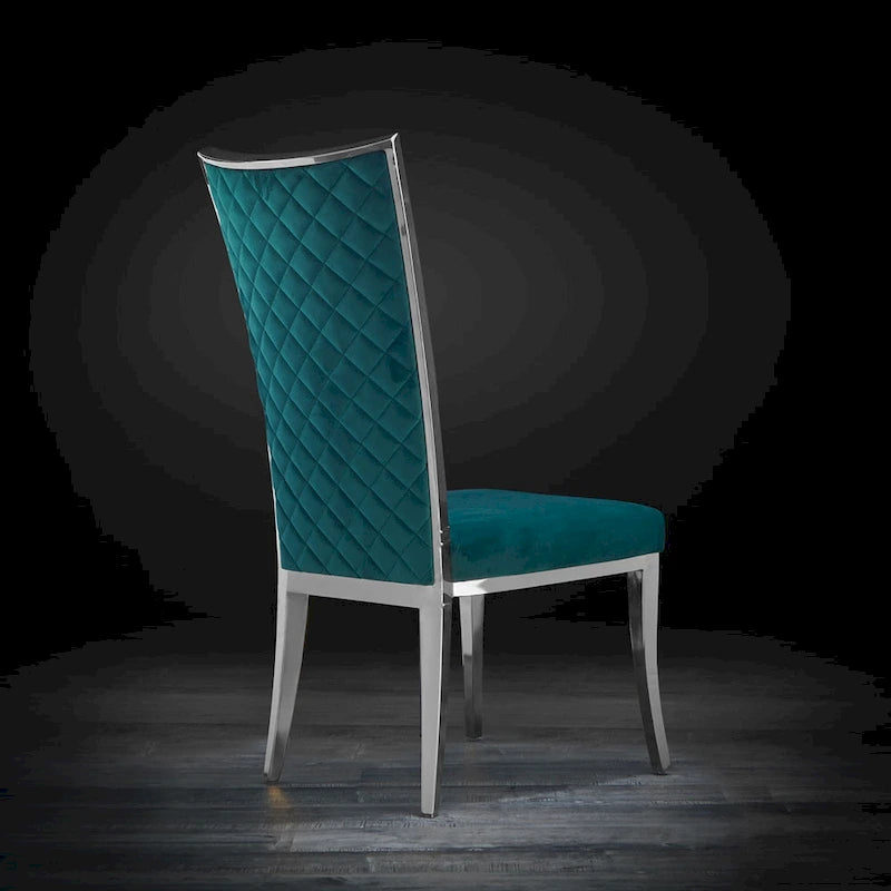 Chaise de salle à manger en acier inoxydable argenté