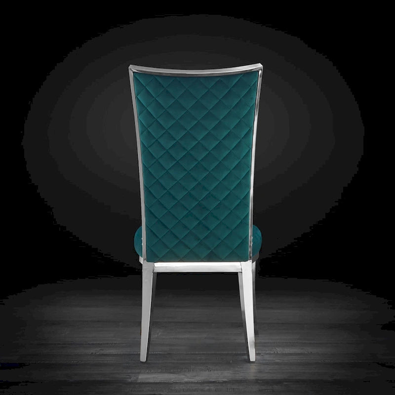 Chaise de salle à manger en acier inoxydable argenté