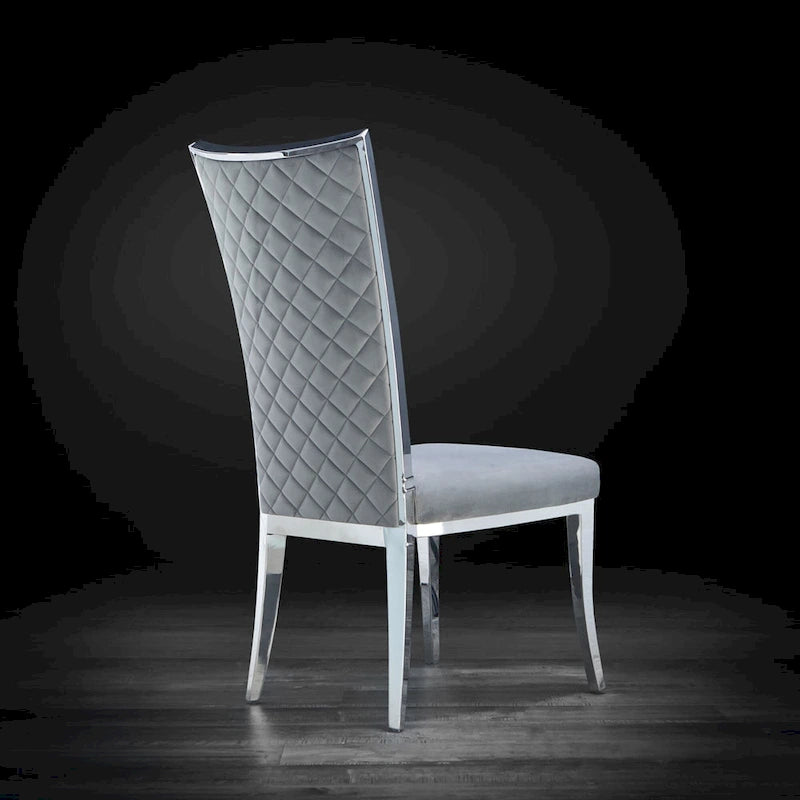 Chaise de salle à manger en acier inoxydable argenté
