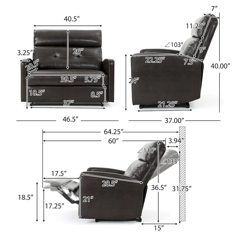 Fauteuil club inclinable 2 places en similicuir
