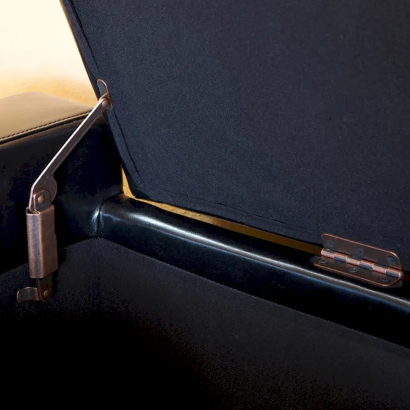Banc ottoman de rangement en similicuir noir