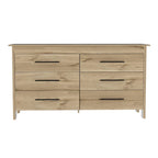 Commode double 6 tiroirs avec glissières à roulettes, poignées métalliques et 4 pieds