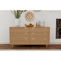 Commode en bois à six tiroirs couleur sable (beige)