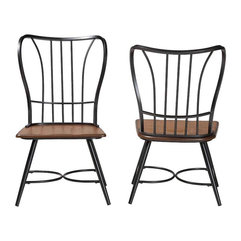 Chaises de salle à manger industrielles en métal et bois (lot de 2)