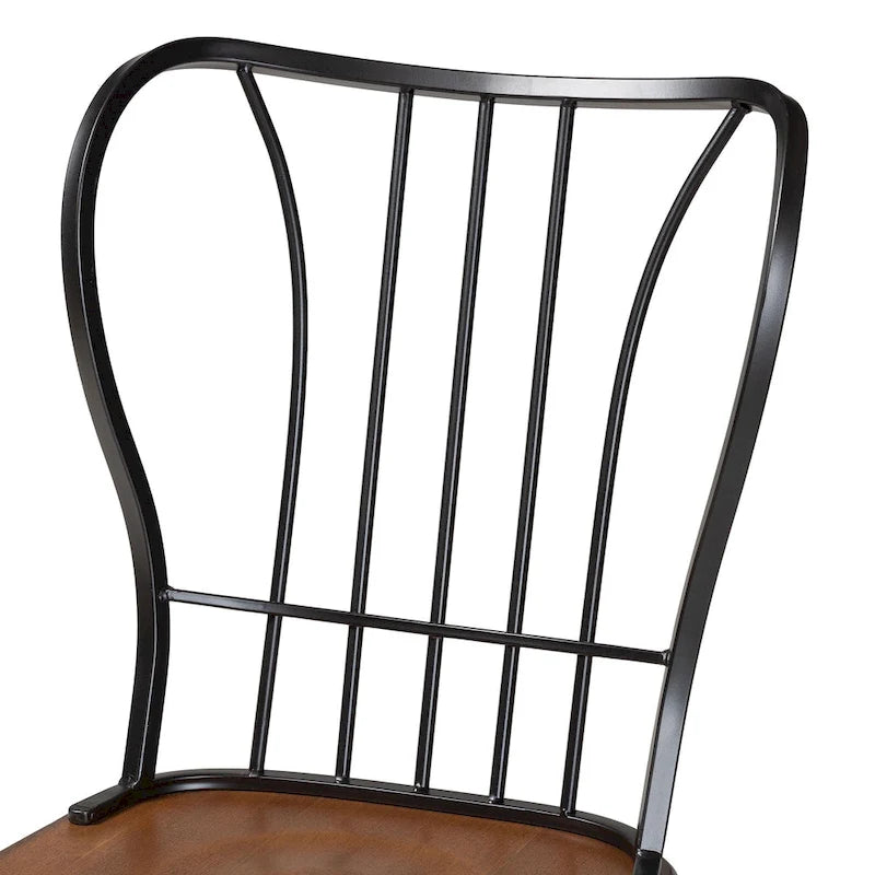 Chaises de salle à manger industrielles en métal et bois (lot de 2)