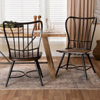 Chaises de salle à manger industrielles en métal et bois (lot de 2)