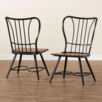 Chaises de salle à manger industrielles en métal et bois (lot de 2)