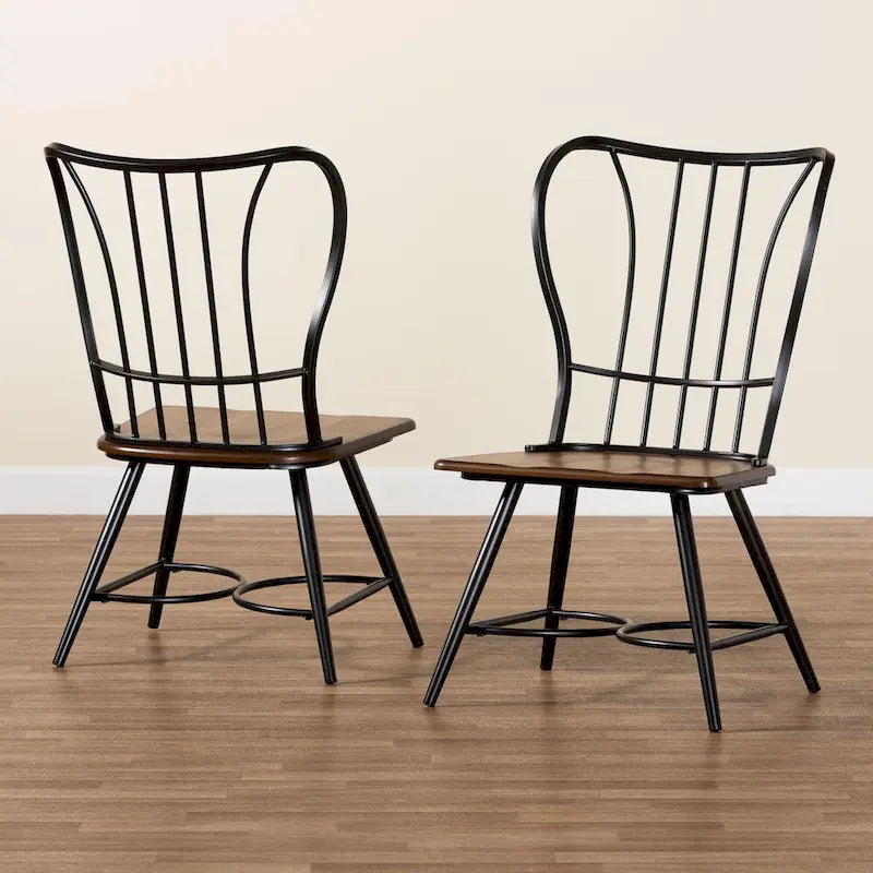 Chaises de salle à manger industrielles en métal et bois (lot de 2)