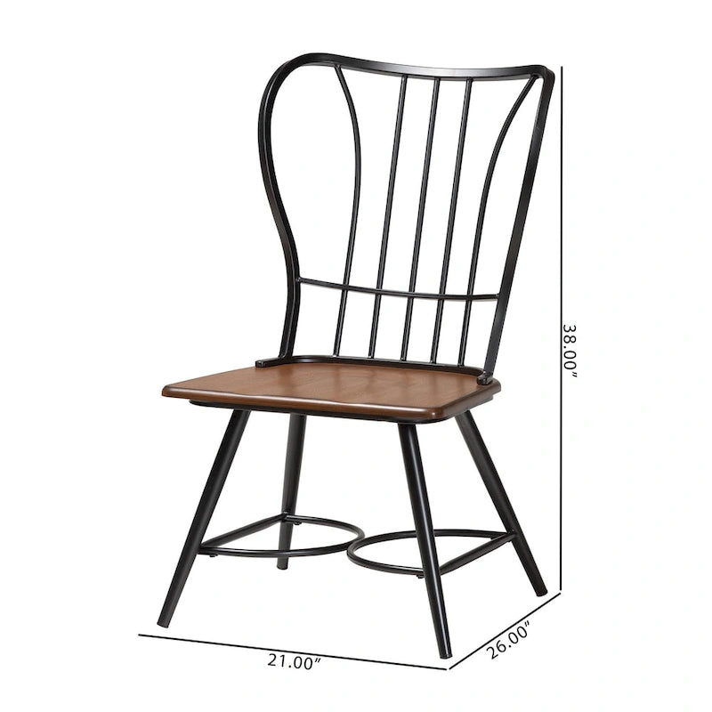 Chaises de salle à manger industrielles en métal et bois (lot de 2)