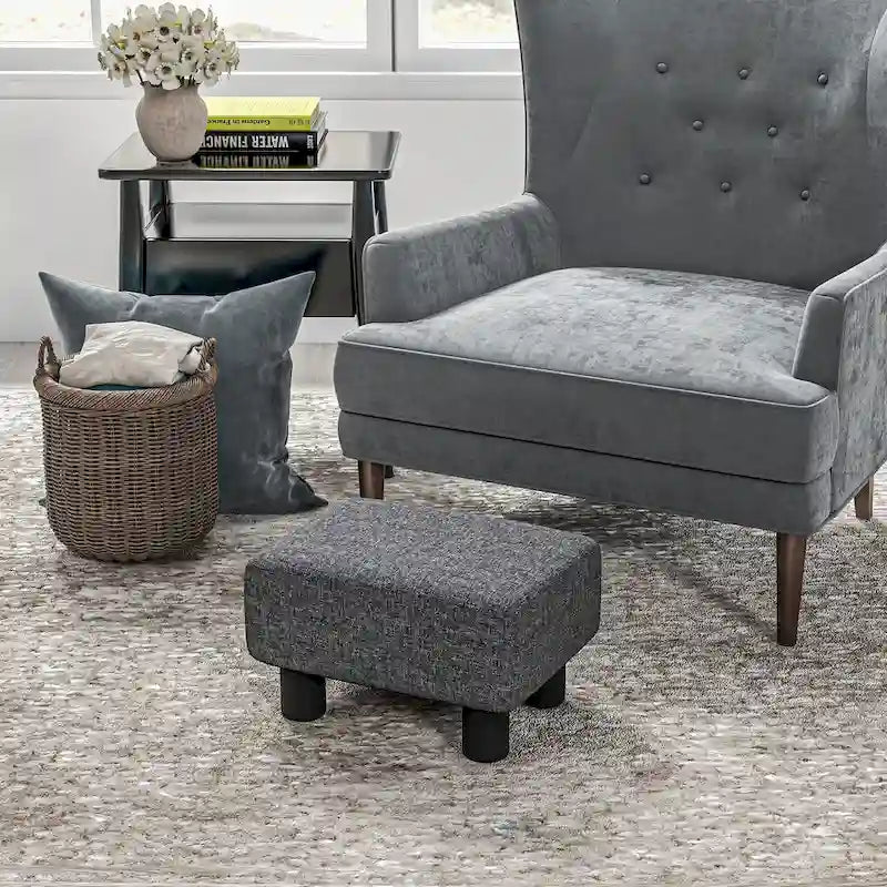 Repose-pieds ottoman en lin, modèle cube moderne 16