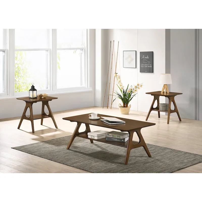Ensemble de 3 tables basses en bois style Mid-Century Modern