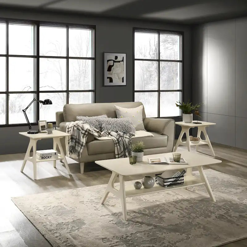 Ensemble de 3 tables basses en bois style Mid-Century Modern