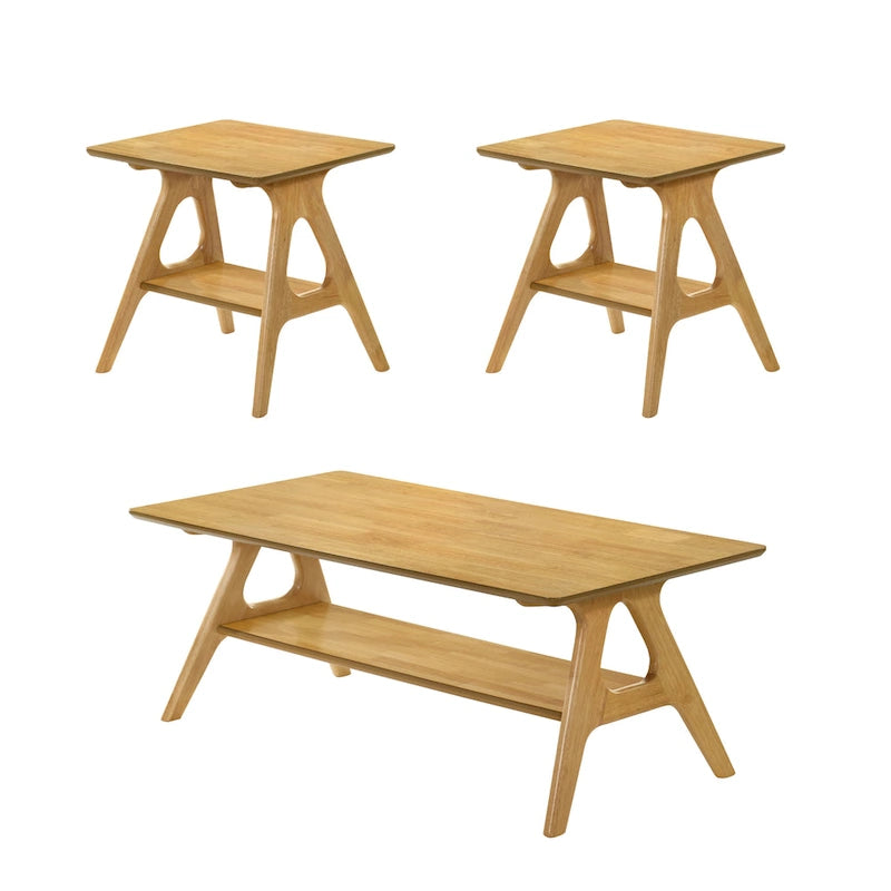 Ensemble de 3 tables basses en bois style Mid-Century Modern