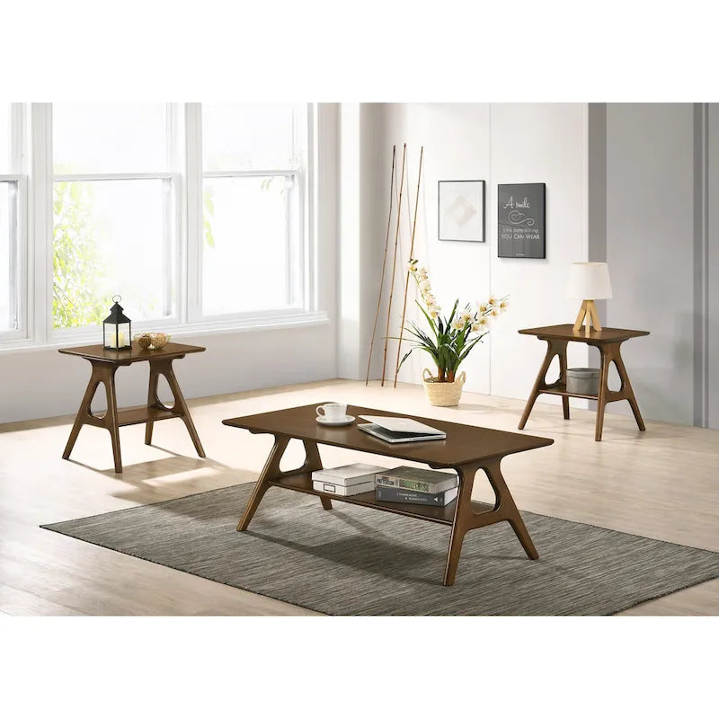 Ensemble de 3 tables basses en bois style Mid-Century Modern