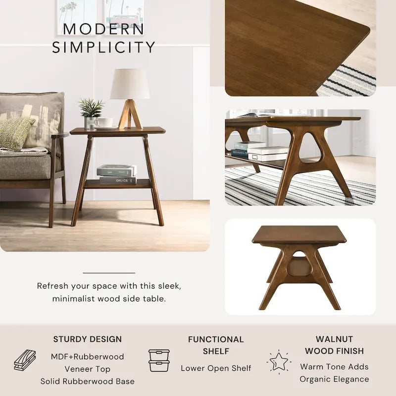 Ensemble de 3 tables basses en bois style Mid-Century Modern