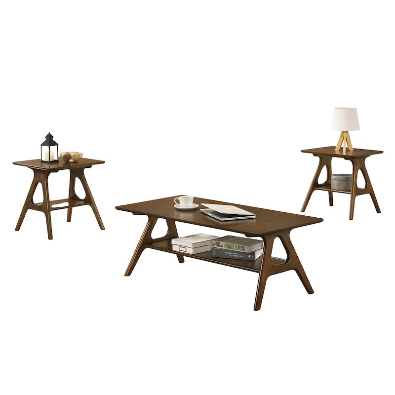 Ensemble de 3 tables basses en bois style Mid-Century Modern
