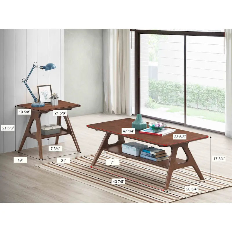 Ensemble de 3 tables basses en bois style Mid-Century Modern