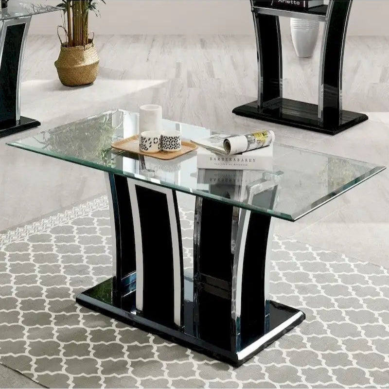 McAvory Modern 47-inch Glass Top 1-Shelf Coffee Table by Silver Orchid
