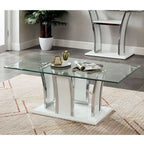 Table basse moderne 1 étagère avec plateau en verre de 47 pouces