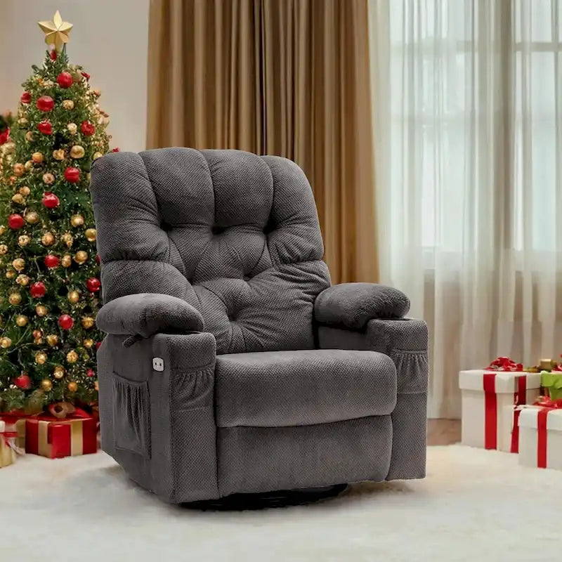 Fauteuil inclinable électrique pivotant et coulissant avec porte-gobelets et ports USB pour chambre de bébé, tissu 7797