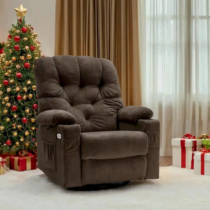 Fauteuil inclinable électrique pivotant et coulissant avec porte-gobelets et ports USB pour chambre de bébé, tissu 7797