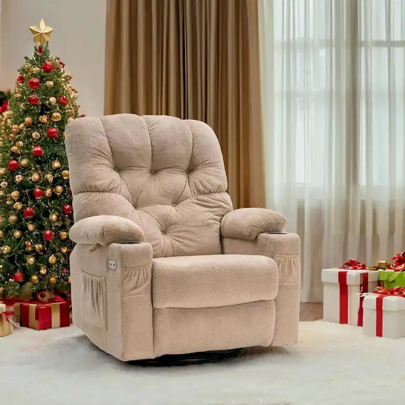 Fauteuil inclinable électrique pivotant et coulissant avec porte-gobelets et ports USB pour chambre de bébé, tissu 7797