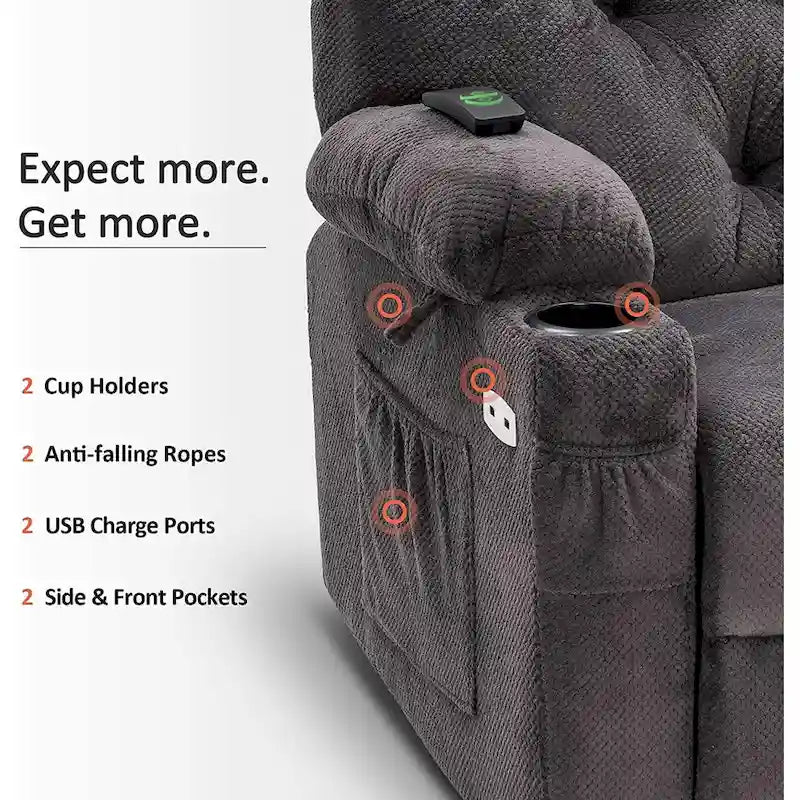 Fauteuil inclinable électrique pivotant et coulissant avec porte-gobelets et ports USB pour chambre de bébé, tissu 7797