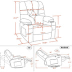 Fauteuil inclinable électrique pivotant et coulissant avec porte-gobelets et ports USB pour chambre de bébé, tissu 7797
