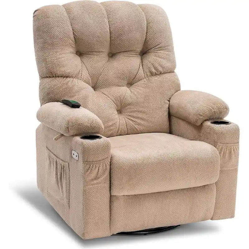Fauteuil inclinable électrique pivotant et coulissant avec porte-gobelets et ports USB pour chambre de bébé, tissu 7797