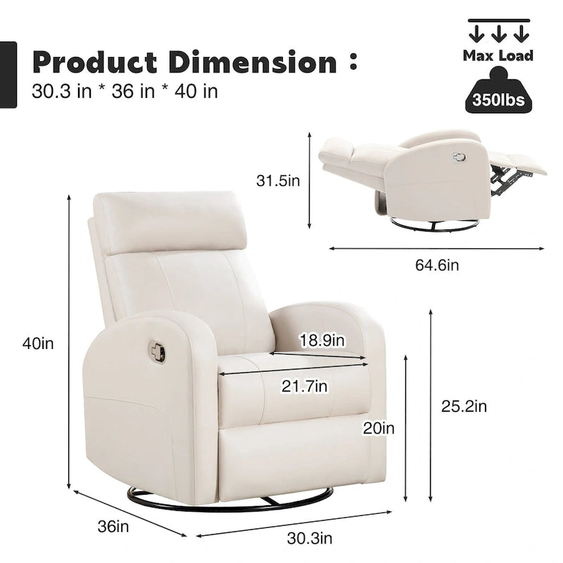 Fauteuil inclinable et pivotant à bascule en similicuir moderne