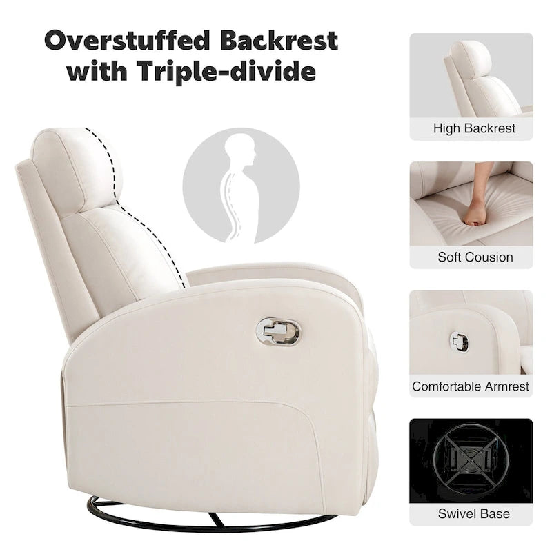 Fauteuil inclinable et pivotant à bascule en similicuir moderne