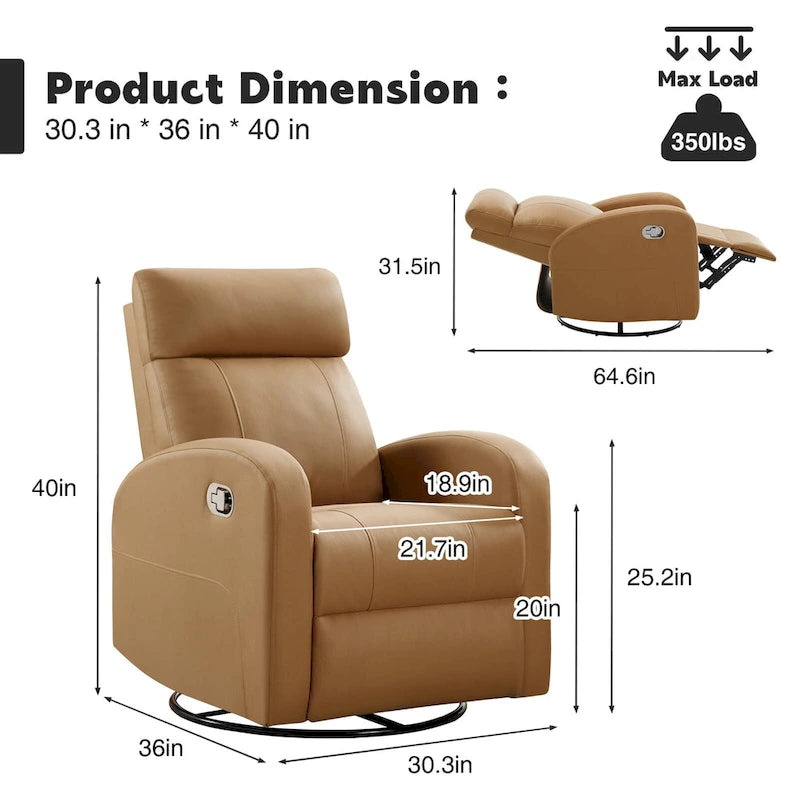 Fauteuil inclinable et pivotant à bascule en similicuir moderne