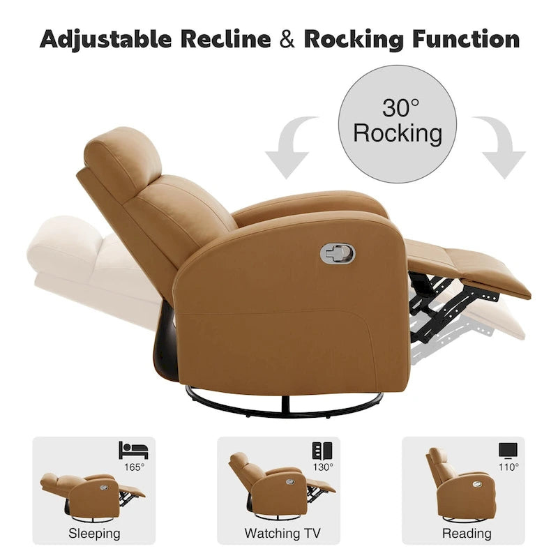 Fauteuil inclinable et pivotant à bascule en similicuir moderne