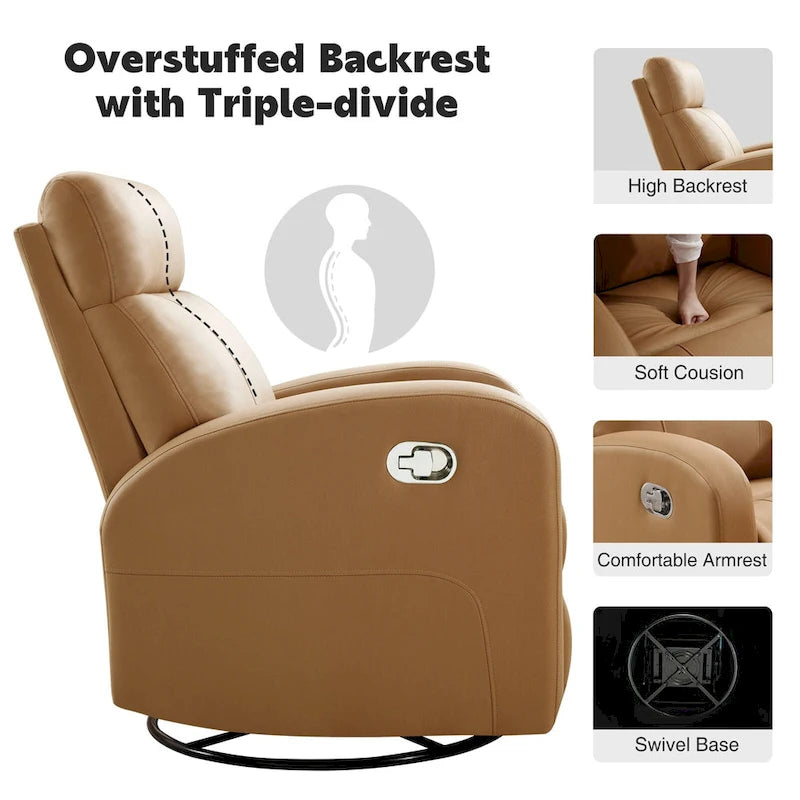 Fauteuil inclinable et pivotant à bascule en similicuir moderne