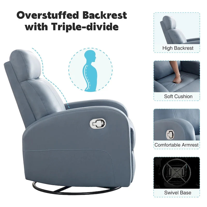 Fauteuil inclinable et pivotant à bascule en similicuir moderne
