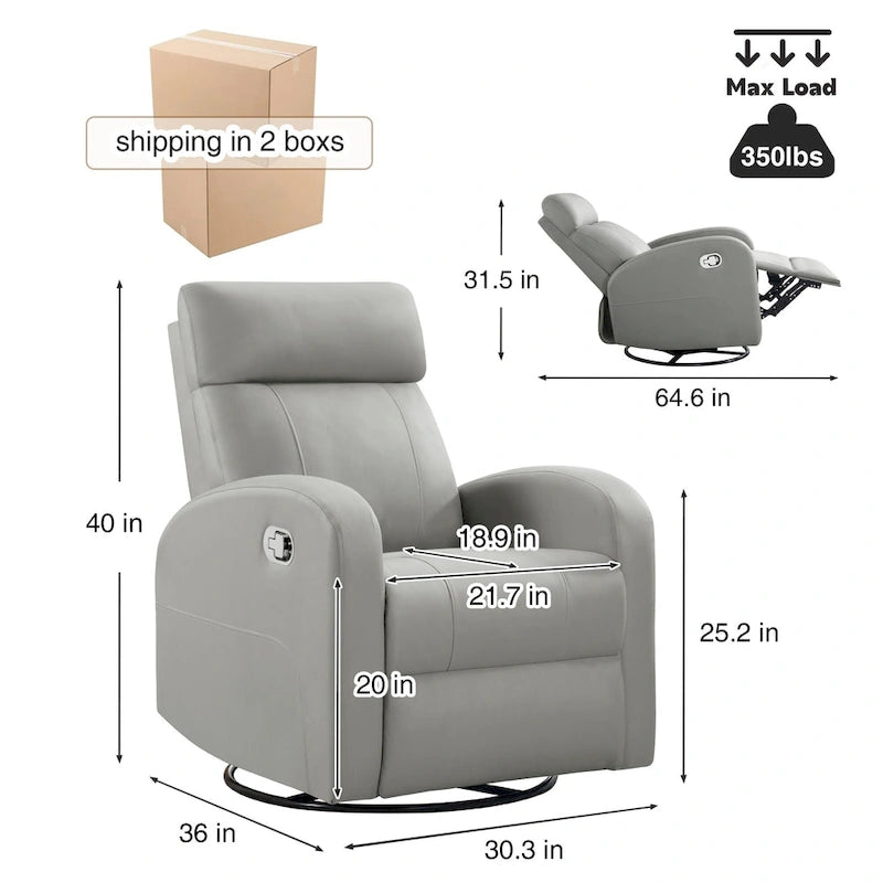 Fauteuil inclinable et pivotant à bascule en similicuir moderne