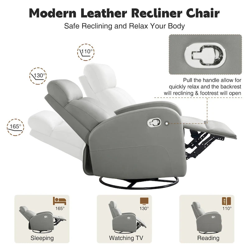 Fauteuil inclinable et pivotant à bascule en similicuir moderne