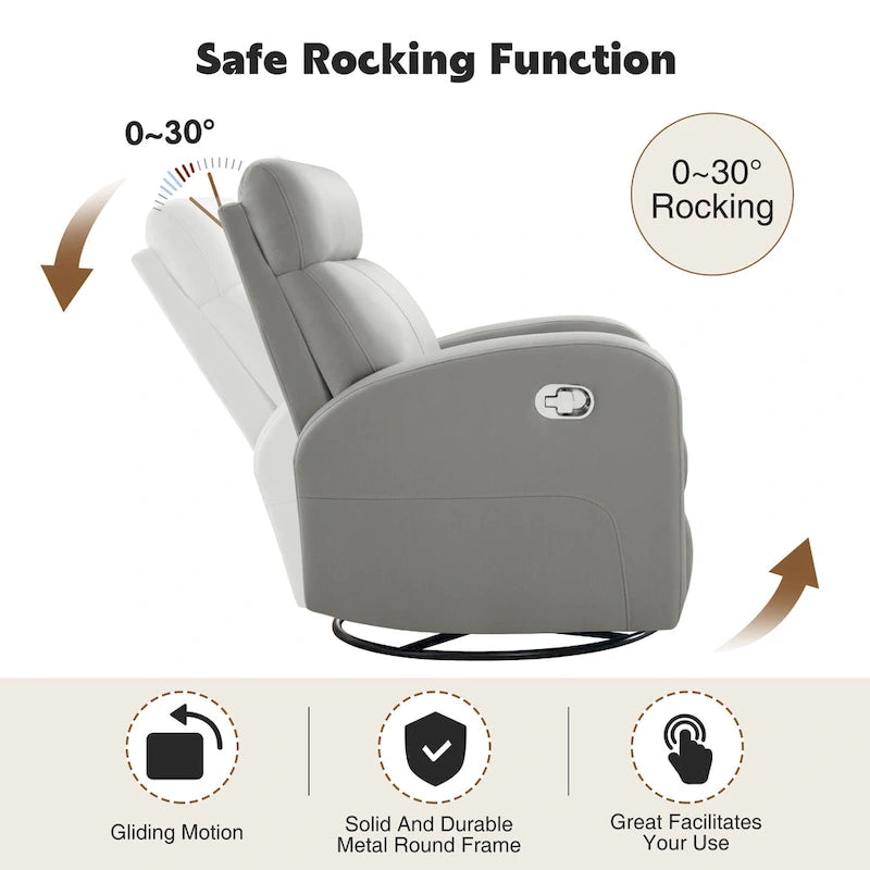 Fauteuil inclinable et pivotant à bascule en similicuir moderne
