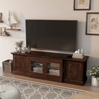 Meuble TV multifonctionnel rustique de 68 pouces avec rangement