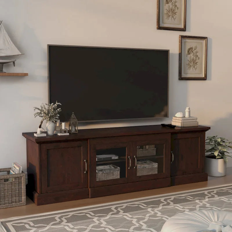 Meuble TV multifonctionnel rustique de 68 pouces avec rangement