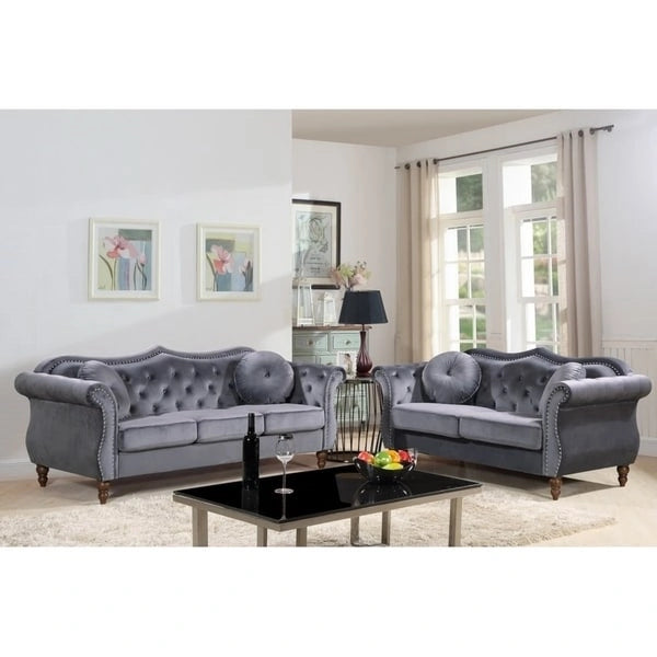Canapé Chesterfield 2 places capitonné avec rivets de tapissier