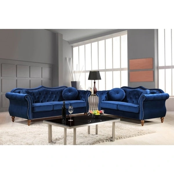 Canapé Chesterfield 2 places capitonné avec rivets de tapissier