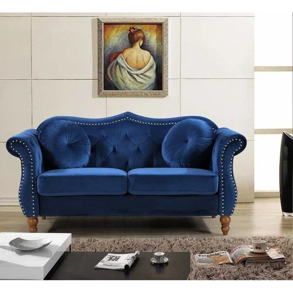Canapé Chesterfield 2 places capitonné avec rivets de tapissier
