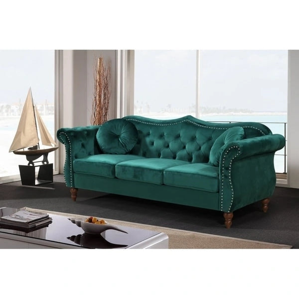 Canapé Chesterfield 2 places capitonné avec rivets de tapissier