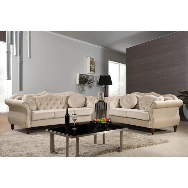 Canapé Chesterfield 2 places capitonné avec rivets de tapissier