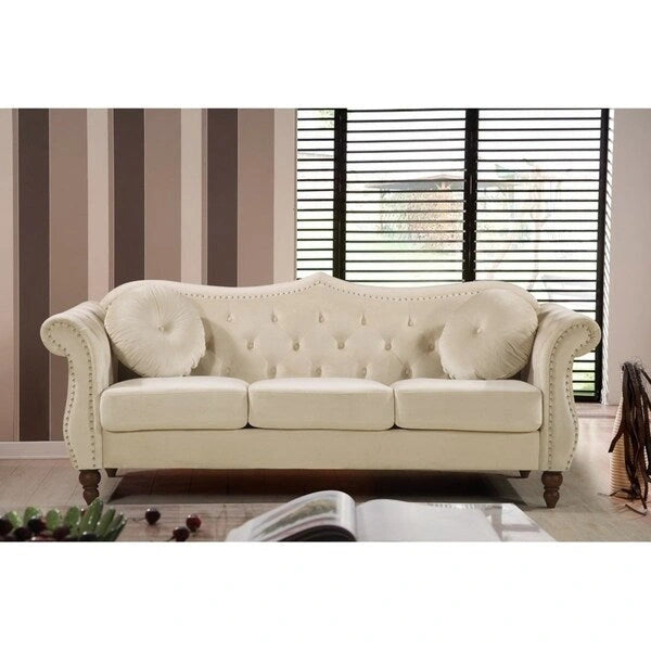 Canapé Chesterfield 2 places capitonné avec rivets de tapissier