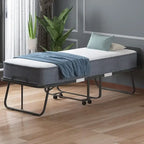Lit pliable compact avec matelas et roulettes