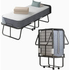 Lit pliable compact avec matelas et roulettes
