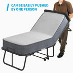 Lit pliable compact avec matelas et roulettes